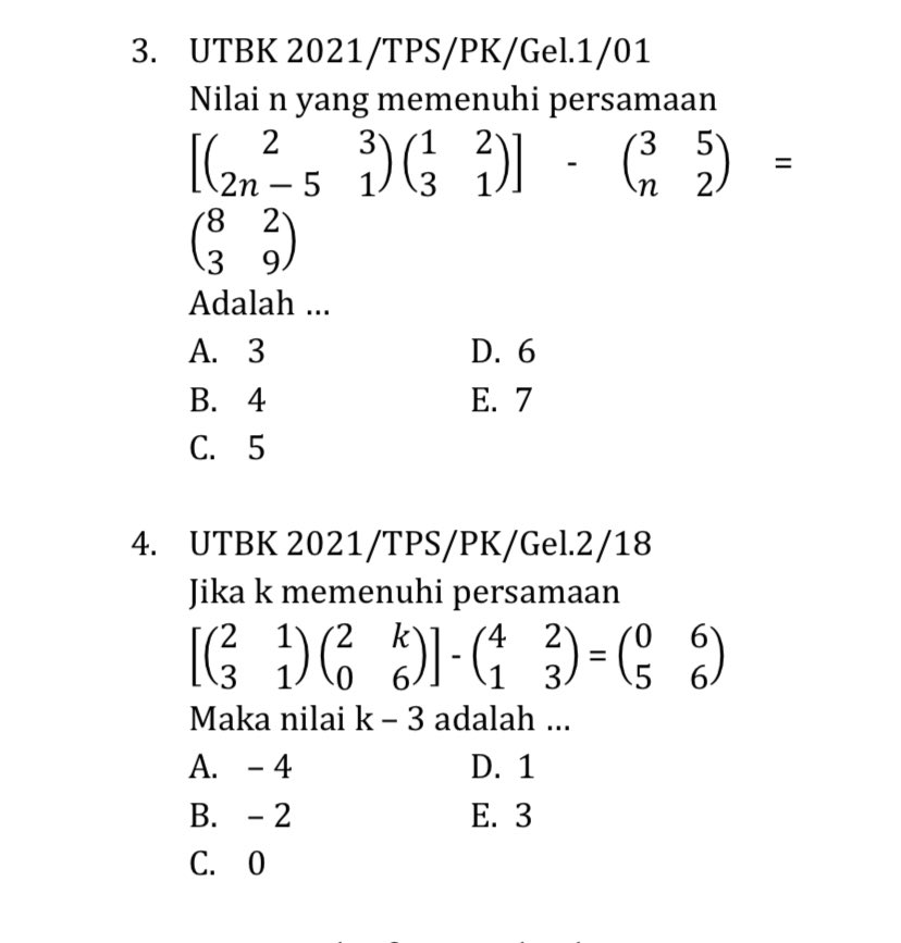 chocostudy_'s tweet image. SOAL SNBT 2023 

Soal apa yang selalu hampir keluar beberapa tahun belakangan ini di pengetahuan kuantitatif? 

Bab : Matriks 

Dikerjain dulu nanti aku kasih pembahasanya ✨ Semangat untuk kamu ada waktunya untuk sukses 👋🏻