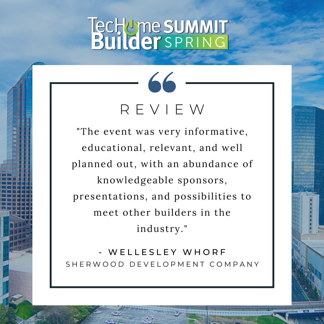 Check out what one of our attendees had to say about #THBS23. We're so glad you enjoyed it! 

#homebuilders #hometech #smarthome
