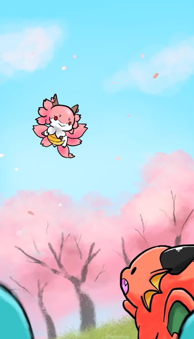 春竜ちゃんは春に現れる桜のような竜です。5月に現れる皐月くんとも仲良しです  