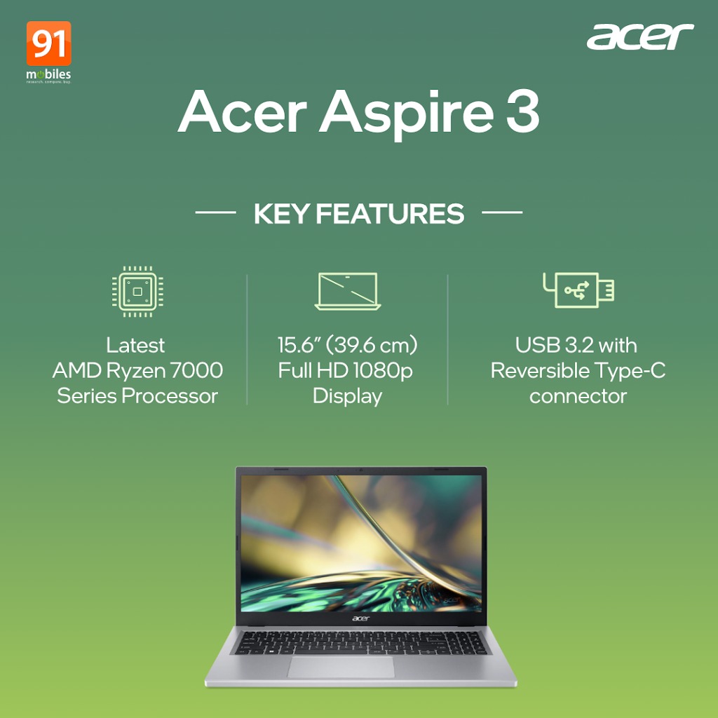 Who says you need to compromise on performance to get a slim form factor in a laptop? Meet the Acer Aspire 3 - a lightweight laptop that ships with the latest AMD Ryzen 7000 platform that can handle anything you throw at it with ease.

#Acer #AcerIndia #91mobilesTechTribe