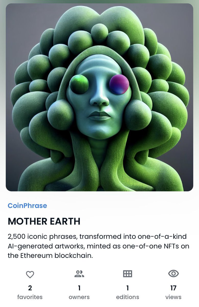 MOTHER EARTH got sold for 0.06 ETH… and you're still not apart of the family?? 😯 Announcement Soon...