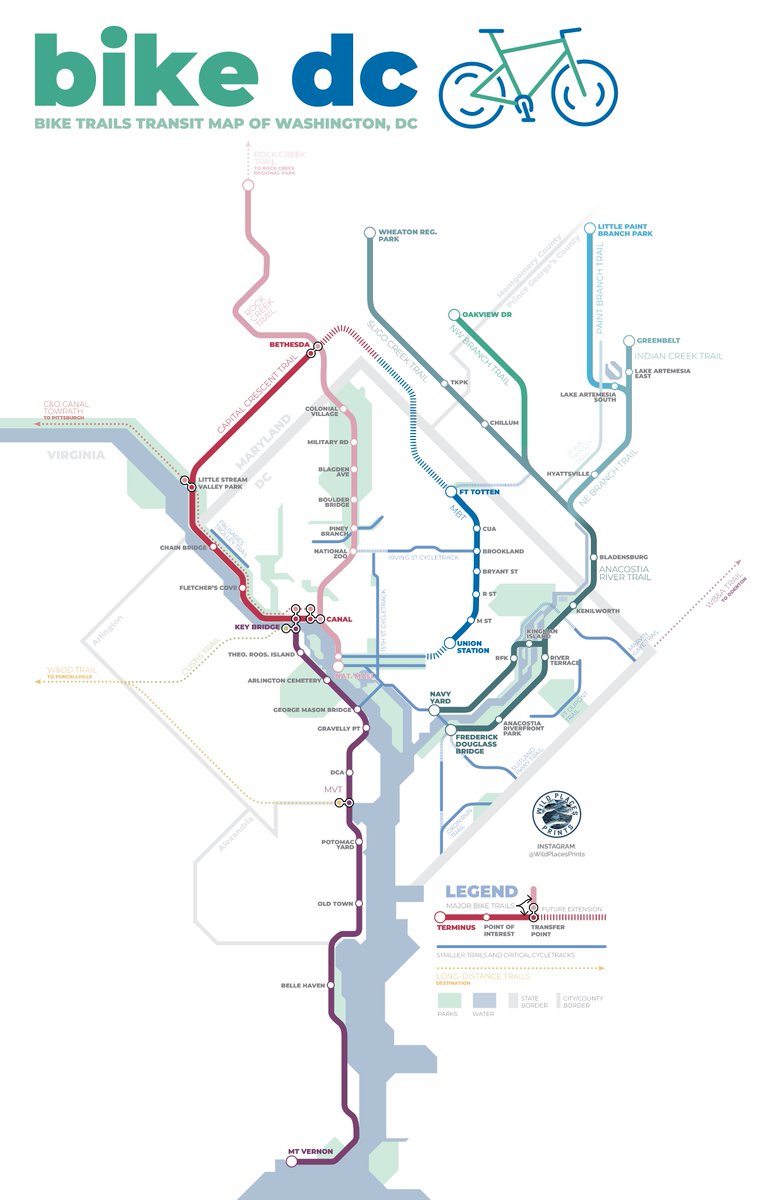 ZZZZach89's tweet photo. Working on a new map: A "bike trails transit map" of DC and surrounding areas. 🚲🚲🚲🔴🟢🔵 https://t.co/m3NdLGef3B