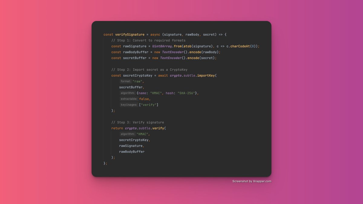 _its_robin's tweet image. Don't knoe why it took me so long to get my head around the #WebCryptoAPI but I finally managed to verify incoming @todoist webhook requests with an HMAC signature. Tightening #HotPotato security.