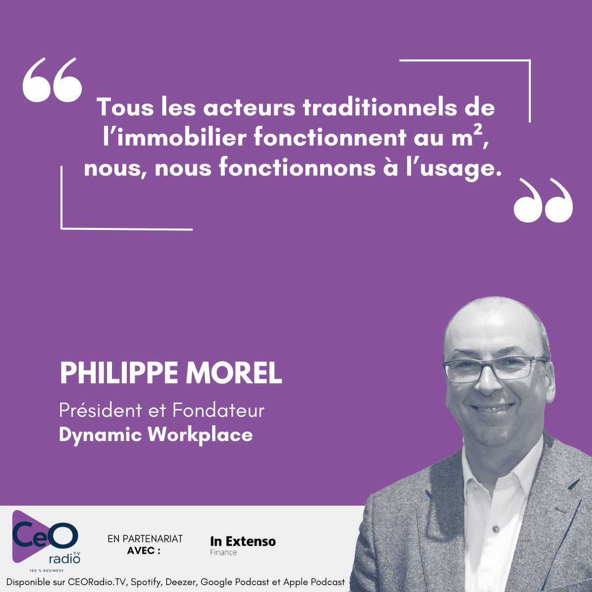 [INTERVIEW] 🎙️
 
🎧 Pour écouter : lnkd.in/ekFD-vHa
 
<a href="/AlainMarty_AM/">Alain Marty</a> interview <a href="/MorelPml/">Philippe Morel</a>, Président et Fondateur de <a href="/Dynamic_Work/">Dynamic Workplace</a> sur #CEOradio.
 
En partenariat avec <a href="/InExtensoFT/">In Extenso Finance</a>
 
Retrouvez tous nos #podcasts sur lnkd.in/dFfAygS mais aussi sur #Deezer et #Spotify