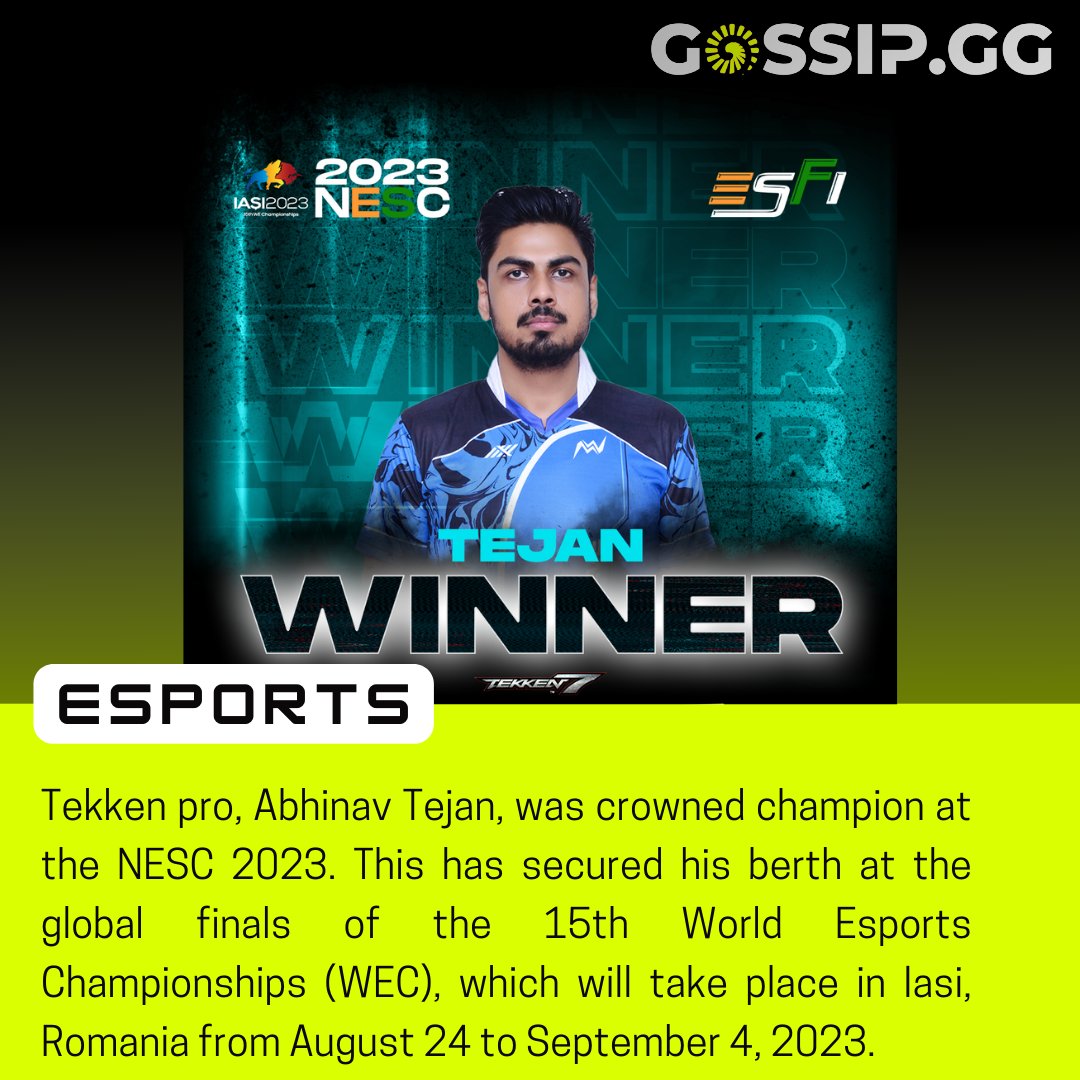 GOSSIP_GG1's tweet photo. Winners at the National Esports Championships (NESC) 2023 will be qualifying for the 15th World Esports Championship (WEC), which has a massive prize pool of $500,000.
#EFSI #NESC2023 #WEC23 #Tekken #Tejan #Gossip #GossipGG #esports_news #esports https://t.co/B2brDzBOuH