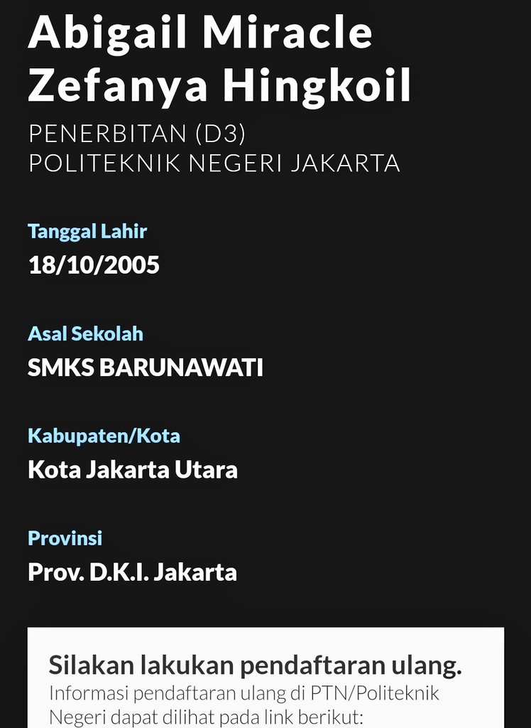 911miraw_'s tweet photo. puji Tuhan, selamat kpd diri ini karena bisa Lolos SNBP di Politeknik Negeri Jakarta https://t.co/0Qka260g1P