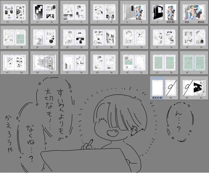 【J53 進捗】
☑️コンテ+レイアウト
⬜︎作画👈👈👶イ゛ヤ゛ッッッ!!!(一生ココ…)
⬜︎ファイナライズ
⬜︎本文入稿
☑️表紙入稿
☑️ポスター入稿
⬜︎通販用データ
☑️通販登録
☑️在庫棚卸
☑️お品書き作成
☑️搬入物発送

本文の色刷りをあきらめたので帰ります 