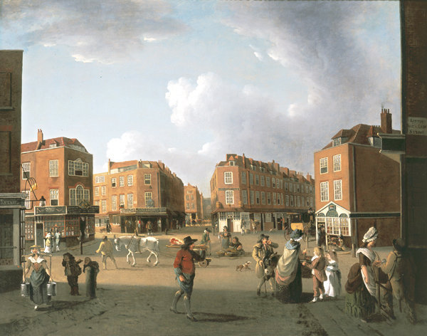 Doing some work on 18th Century Soho today, and I just want to introduce you to this wonderful painting of Seven Dials, painted c.1790 it's a wonderful and rare insight into Georgian street life. leicestergalleries.com/browse-artwork…