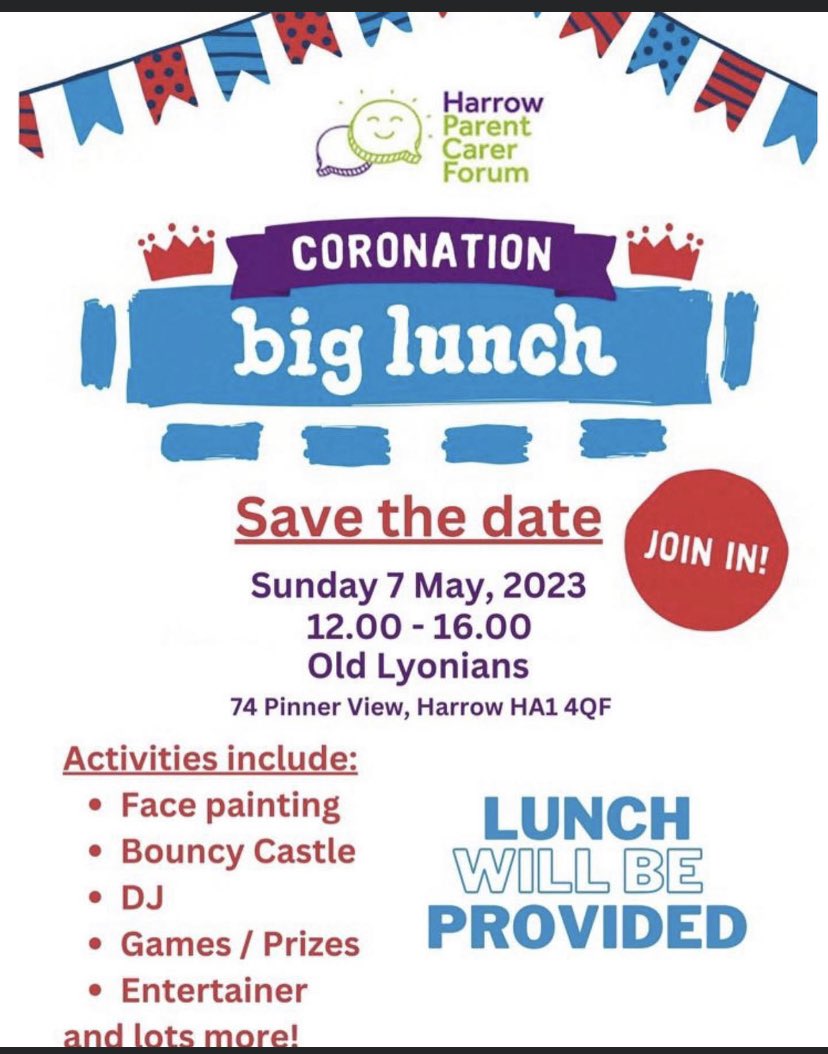 Save the date and keep your eye out for more info and how to register to come along …. This is a SEND friendly event … pre and post diagnosis 0-25 … a way to meet new and old friends #harrow #send #parentcarers #hiddendisabilities