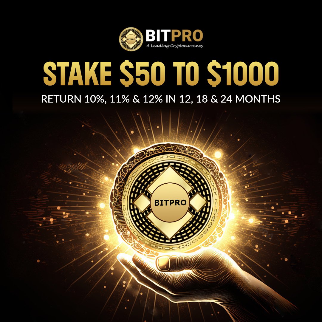 bitprocom's tweet image. Invest in Bitpro and stake your crypto to earn high returns! With just a minimum investment of $50 to $1000, you can earn up to 12% returns in just 24 months. 

Join at bitpro.cash
.
.
#Bitpro #staking #BTP #BinanceSmartChain #cryptoearnings