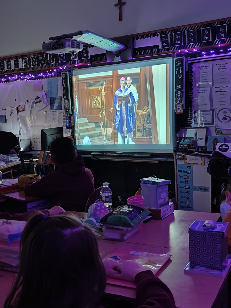 SACAELASS345's tweet photo. 4th Grade listening to Mass said by Bishop Brennan this morning. https://t.co/lFa46is0AL