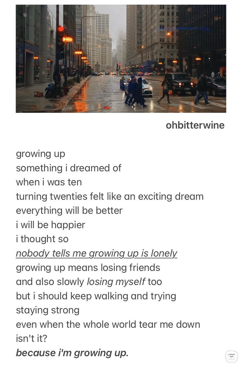 literarybase's tweet photo. nobody tells me growing up is lonely. 

- karya https://t.co/BlaWbl4yxE