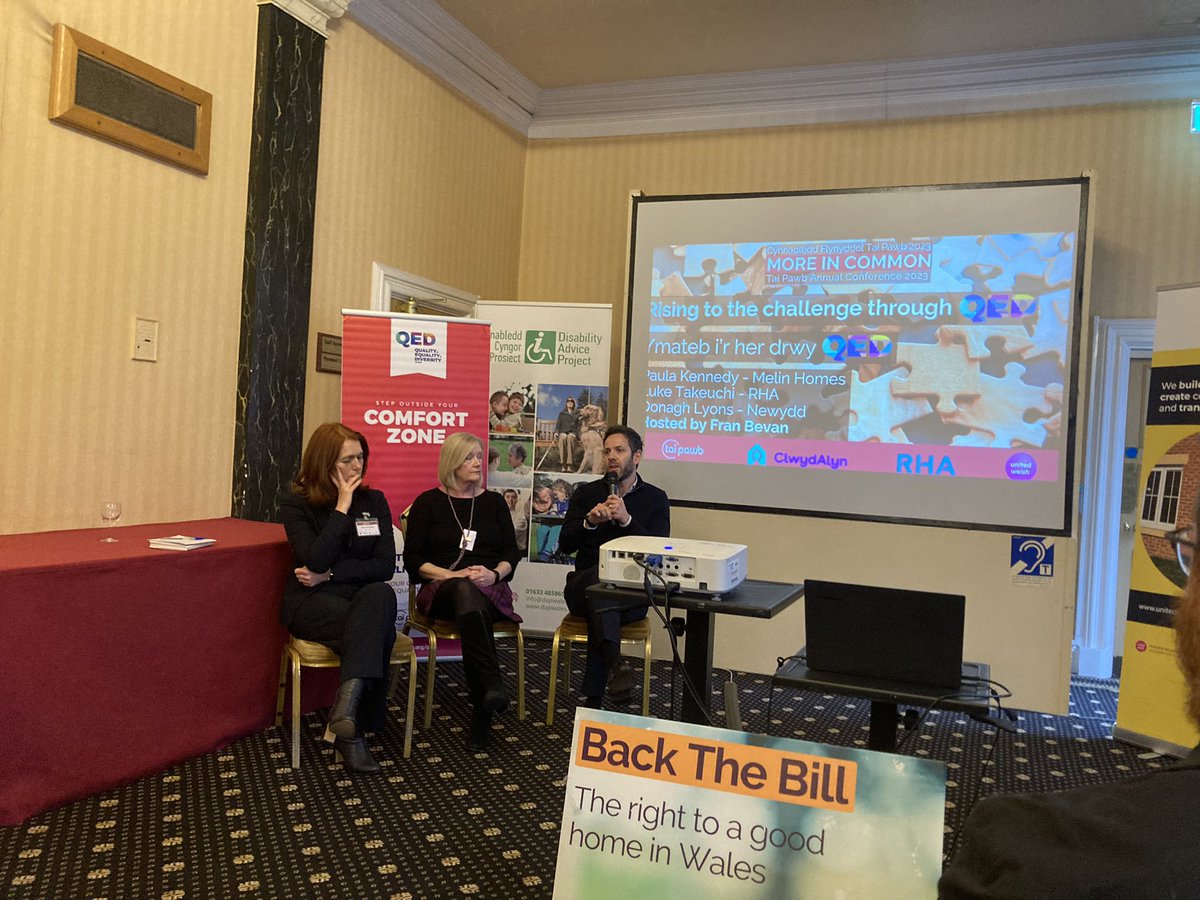 Fantastic to hear from <a href="/pjk68/">Paula Kennedy</a> Oonagh Lyons &amp; <a href="/takeuchihousing/">Luke Takeuchi</a> talking about their #QEDAward journey with so much positivity &amp; impact #moreincommon