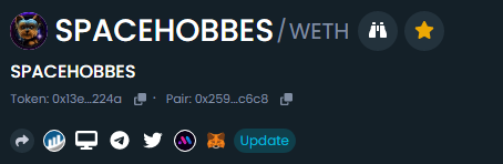 SpaceHobbes's tweet photo. We are now verified on Dextools! 🛰️ #SpaceHobbes #SpaceHobbesETH

https://t.co/DstIqrtuMb https://t.co/jramqfsEnf