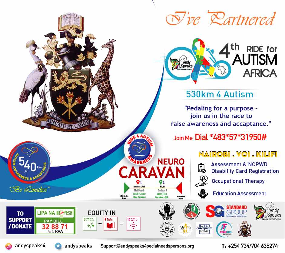 Appreciation Post!!

Thank you <a href="/uonbi/">University of Nairobi</a> for your support towards #540km4Autism.

We are honored &amp; Grateful to have you on board, Let's continue working together for this noble cause!

Together, we can do more, achieve more &amp; impact more! 

#Ride4AutismAfrica
#4thRAA