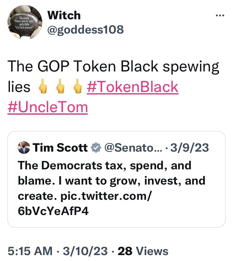 liberalsracists's tweet photo. 📍“The GOP Token Black spewing lies 🖕🖕🖕#TokenBlack #UncleTom”
.
📍“You are nothing but a puppet to the GOP, their token black man.”
.
📍“#TokenBlack #UncleTom”
.
📍“#TraitorToYourOwnRace” https://t.co/qIsAUvzQ88