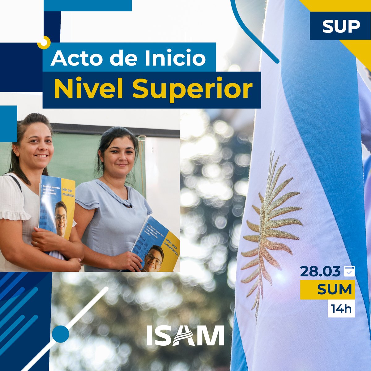 Acto de Inicio 
Nivel Superior
-Hoy a las 14h te esperamos en el SUM para dar comienzo al año académico de nuestras carreras.