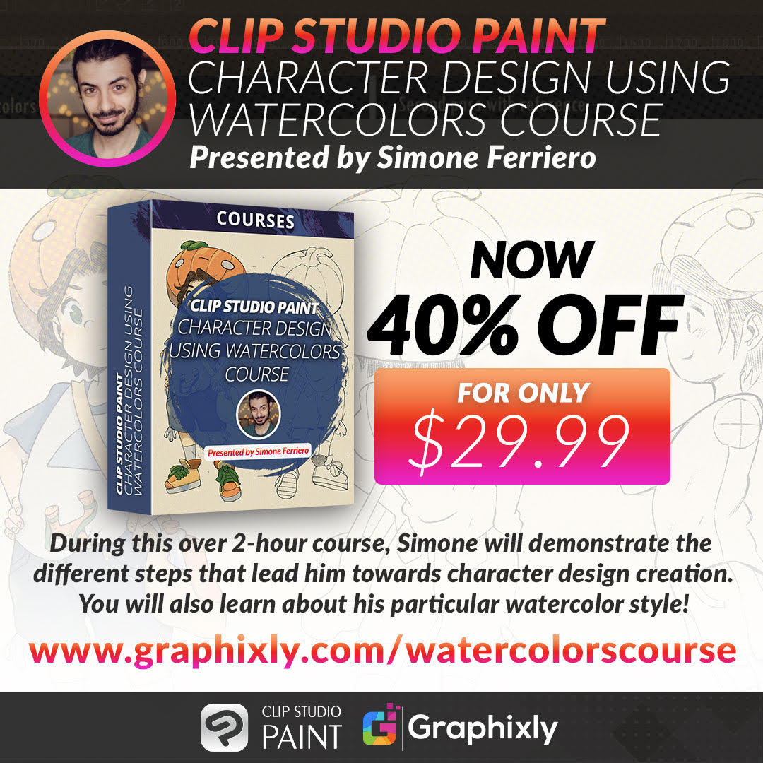I made a course for Clip Studio Paint about character design using digital watercolors.

graphixly.com/products/22057…

Shoutout to <a href="/graphixly/">Graphixly</a> for this great opportunity and for being always kind and supportive with me!