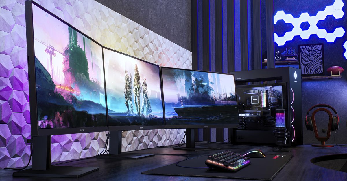 prototype_com's tweet photo. Game on with HP's new Omen gaming monitors! Perfect for work and content creation too. Check out the nine new models announced at HP's Amplify Partner Conference today. #HP #OmenGaming #AmplifyPartnerConference https://t.co/BqpcyHH2bE https://t.co/alBxs71YDH