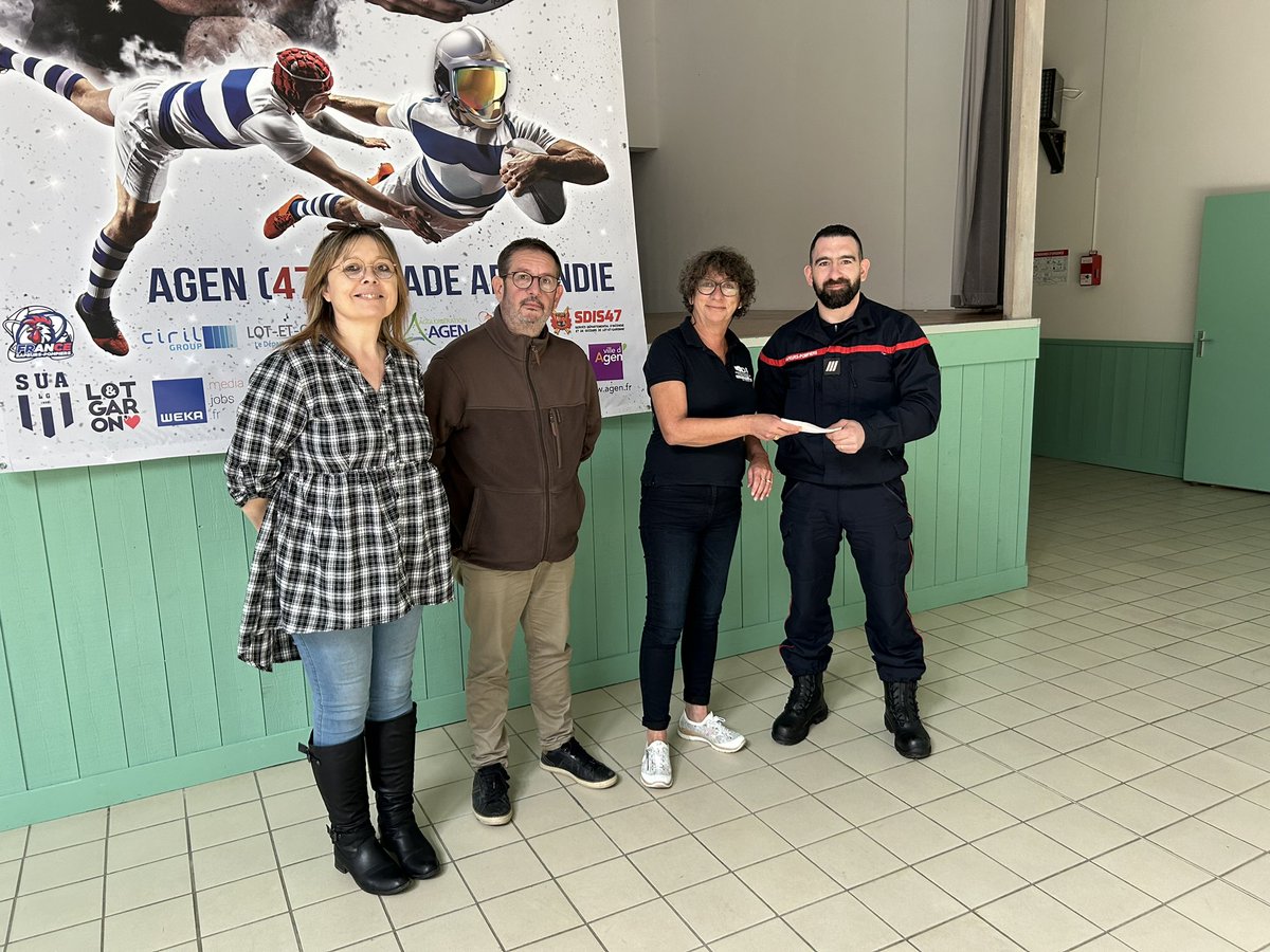 Remise d’un chèque de 500€ au bénéfice de l’Oeuvre des Pupilles lors de l’AG de l’UDSP47 le 25 mars au Temple-sur-Lot.
