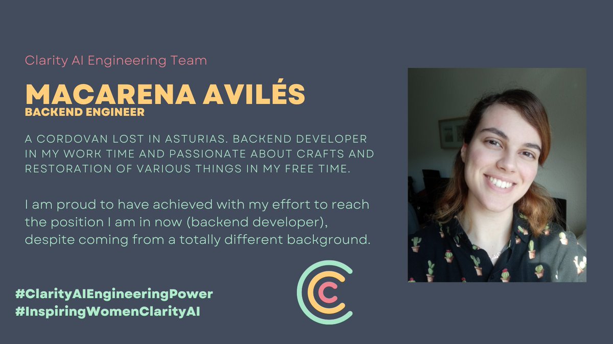 ClarityAIEng's tweet photo. . @esmaviles joined Clarity after finishing our Talent Accelerator and we are so proud of her 🫶
#ClarityAIEngineeringPower #InspiringWomenClarityAI https://t.co/tYREGtbwZ1