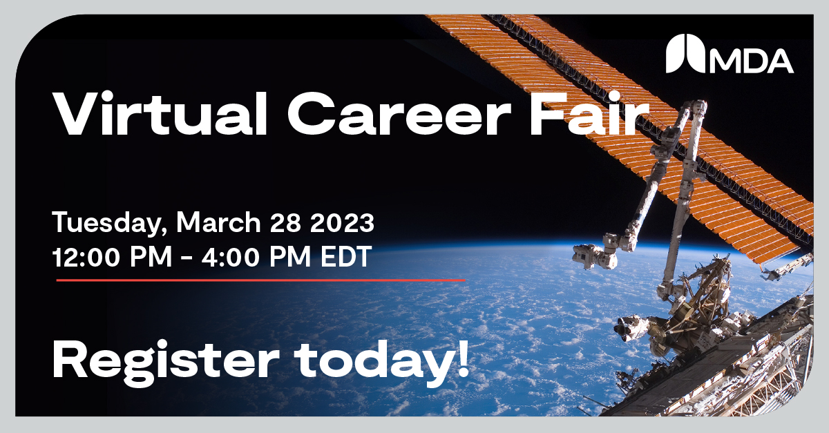 MDA_space's tweet image. If you can’t make it, tune in from wherever you are to our Virtual Career Fair: app.brazenconnect.com/a/MDA/e/62x69

#TechNATA  #SeriousTechLivesHere #Engineering #WeAreHiring #Virtual