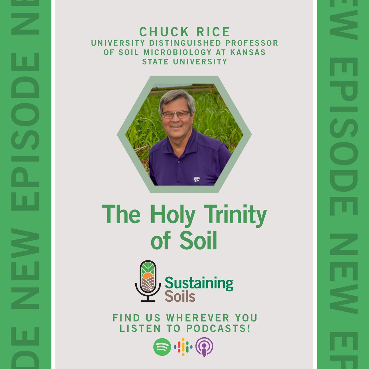 ValentBioSci's tweet image. Meet Chuck Rice, distinguished professor at Kansas State University! Join him on the Sustaining Soils podcast as he explains the 'Holy Trinity of Soil'—Soil Organic Carbon, Microbial Diversity, &amp;amp; Soil Structure —&amp;amp; how it keeps soil healthy &amp;amp; efficient.

podcasters.spotify.com/pod/show/susta…