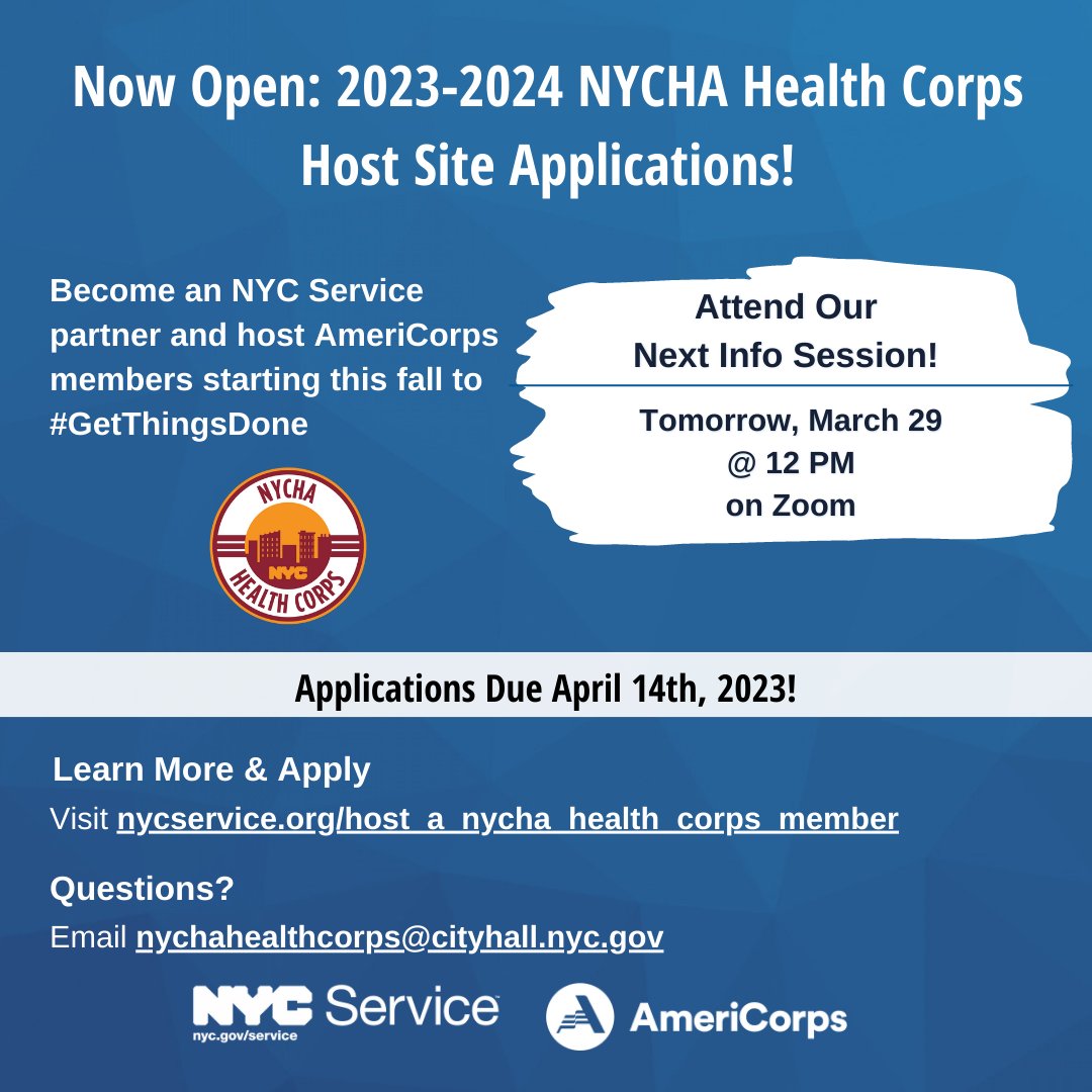 NYC Service on Twitter "Host a NYCHA Health Corps member! Applications