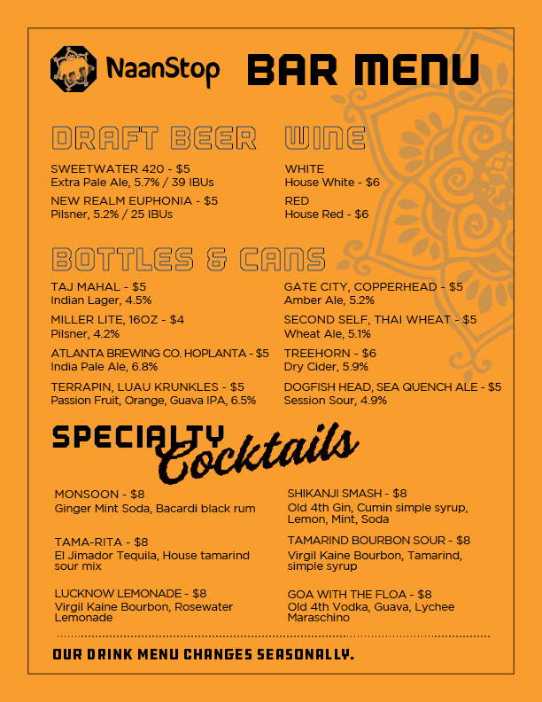 NaanStop's tweet photo. Try your Lucknow (lemonade); with all these Monsoons, you've got to Goa with the Floa!
Cocktail season on our @atlanticstation patio is happening now!
#cocktails #atlanticstation #indiandrinks #barmenu #beer #wine #indianinspired #dranks #drinks #atlantadrinks https://t.co/4GYVrr4mdp