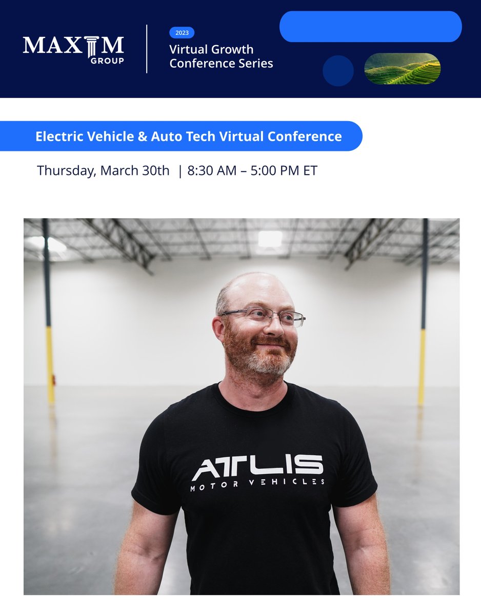 NxuInc's tweet photo. Tune in as Mark speaks at the #ElectricVehicle & #AutoTech Virtual Conference presented by #MaximGroup and hosted by M-Vest this Thursday, March 30th at 12:00 P.M. ET to learn how #AMV is building a new #EV #supplychain: https://t.co/oz1LlQKAln https://t.co/gFliUECMiH