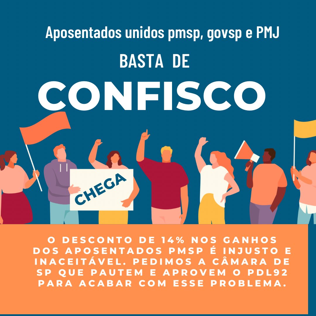 Marcinhatinelli's tweet photo. "Os aposentados PMSP precisam do PDL92 para garantir a estabilidade financeira que perderam com o confisco.
@sandrasantana45
@SandraTadeu 
@DanielAnnenberg
@eliseugabriel
@FernandoHoliday
@m_messiassp
@ThammyReal
@AlessandroGuede
@ToninhoVespoli
#ProtejamAposentados" https://t.co/fOqjOMZpbt