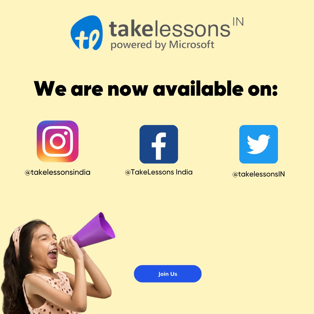 Hello everyone! We are thrilled to announce the launch of TakeLessons India on Instagram, Facebook &amp; Twitter. Our platform is designed to connect learners with top-notch instructors who are passionate about sharing their knowledge and expertise.
#takelessonsindia #learning