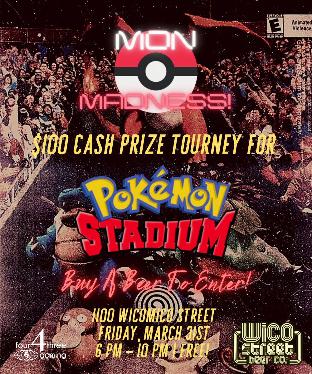 scoreHIGHscore's tweet photo. @Teflon_Ron64 will be in the building for #MonMadness! ๐๐ฎ๐
Donโt miss our next #FreePlayFridays event THIS FRIDAY @ WiCo Street Beer Co. 6 PM - 10 PM!
$100 cash prize for our first ever #PokรฉmonStadium tournament, buy a beer to enter! https://t.co/CTjaV69JR4