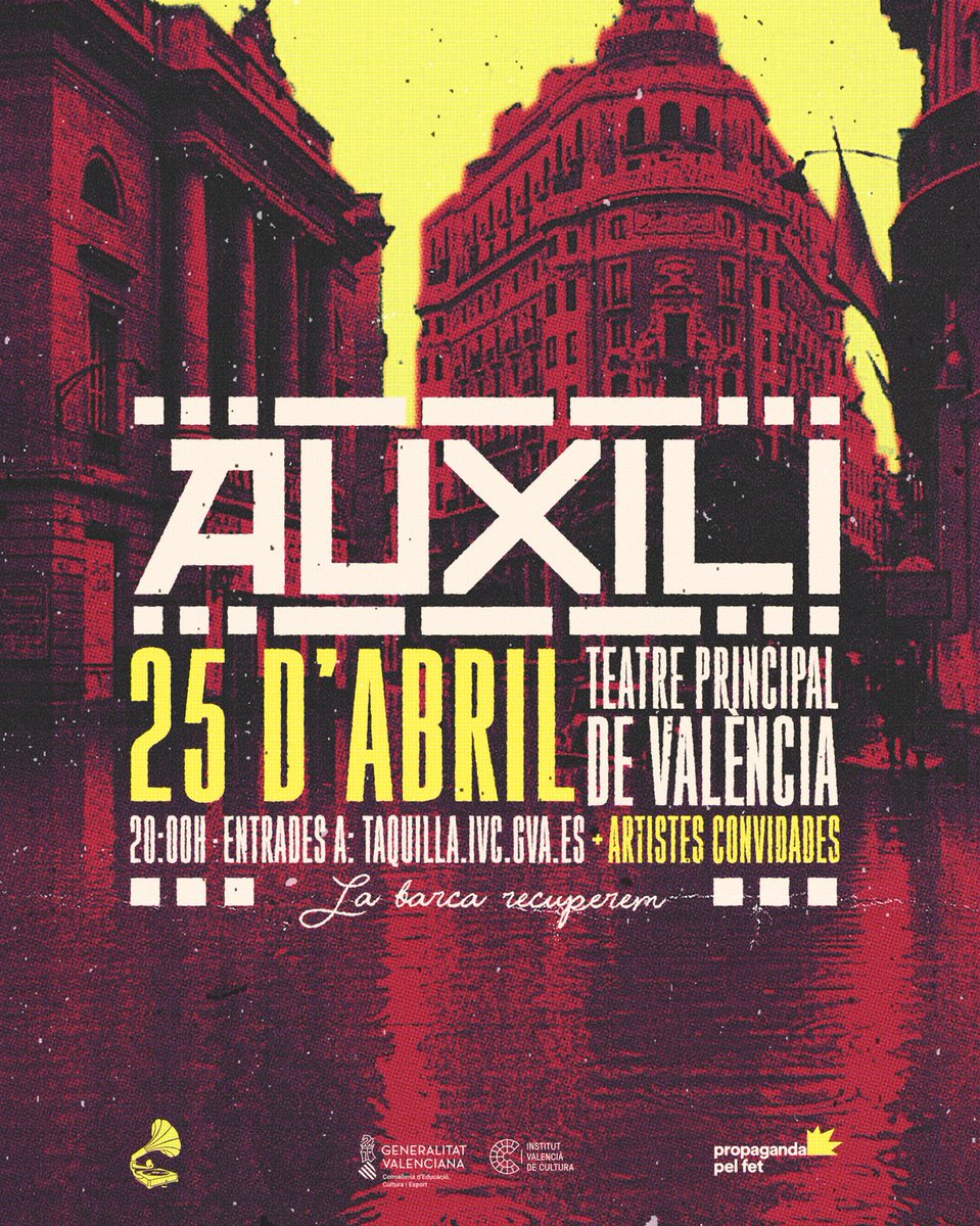 25 D’ABRIL AL PRINCIPAL DE VALÈNCIA ✊🏽♥️

Commemorem la nostra diada amb música, llengua i cultura. Inundem el Principal! 

+ SORTEIG 2 entrades dobles!
- Like
- Retuit
- Etiqueta amb qui vindràs. 

#LaBarcaRecuperem 🌊