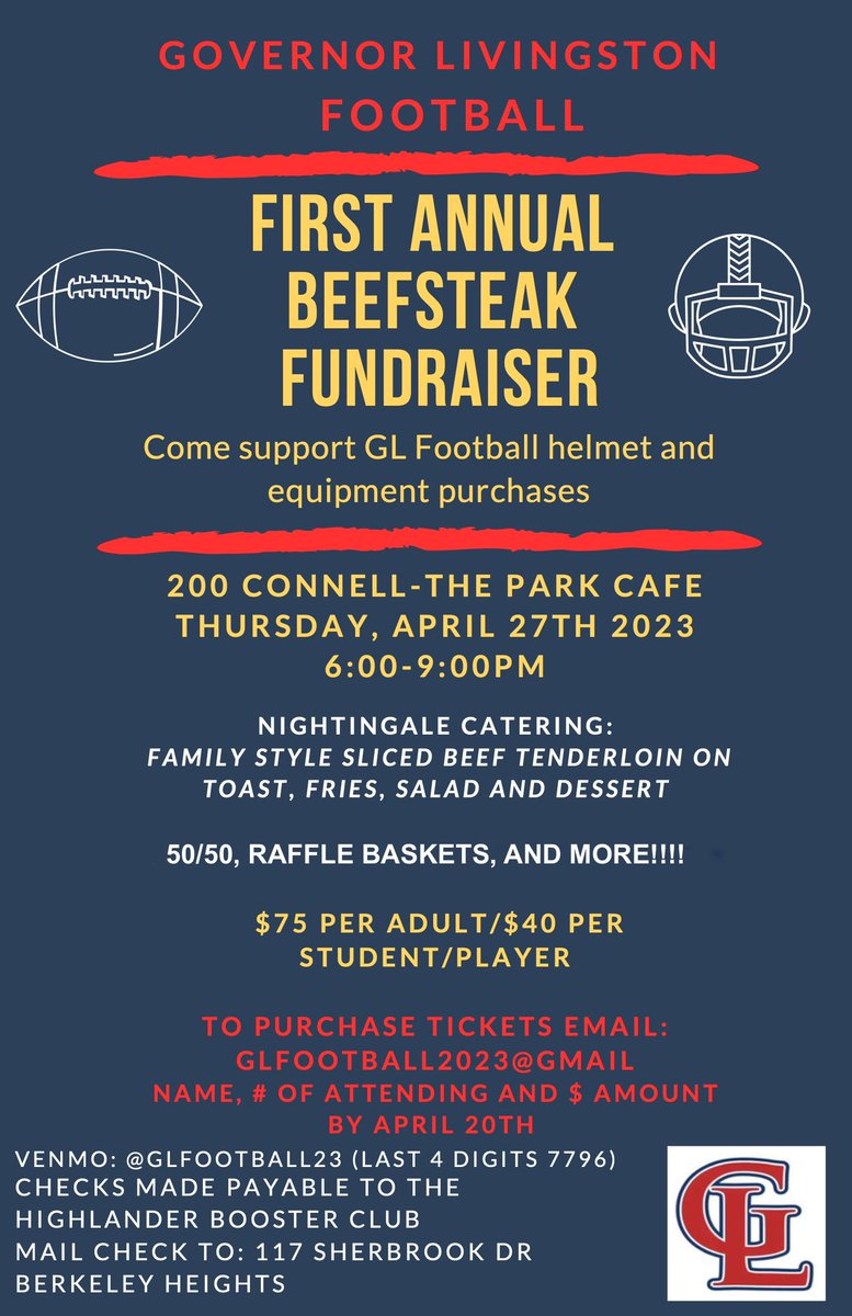 GLHighlandersFB's tweet photo. Please consider supporting GL Football by attending our first annual beefsteak fundraiser! #CommittedToCompete https://t.co/LIJFZqogm5