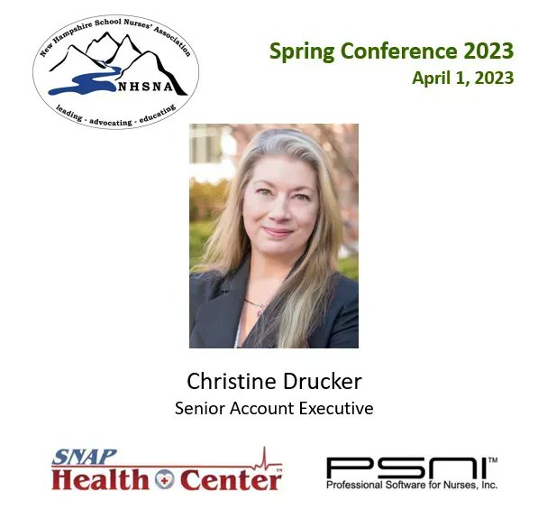 <a href="/promedsoftware/">PSNI</a> 's Christine Drucker will be attending the <a href="/NHSNA1/">NHSNA</a> Spring Conference on Saturday. She's looking forward to visiting with every #schoolnurse from PSNI's home state! Please be sure to stop and say hello (and check out SNAP too)!