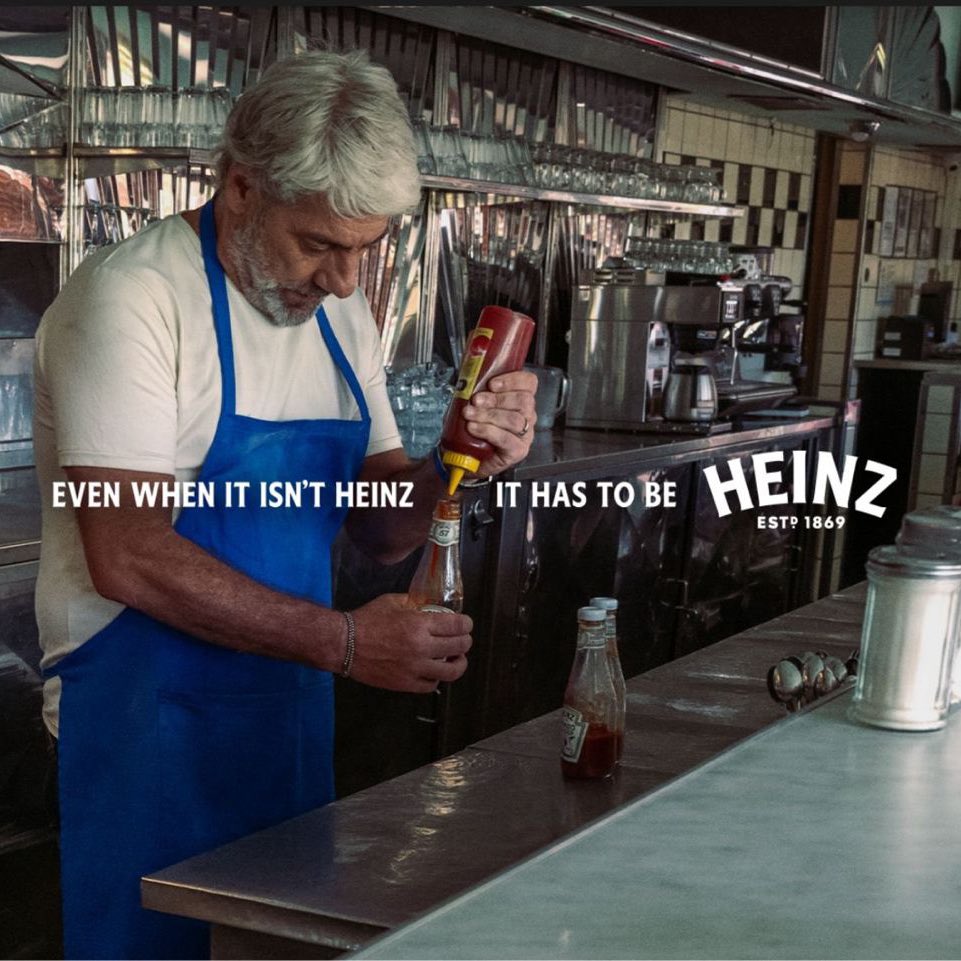 Genius campaign from Heinz 

Heinz bottle as an OG condiment signaler —these shots of restaurants filling up with empty bottles with other brand ketchups 

“Even when it isn’t HEINZ—
it has to be HEINZ” 🍅 

incredible