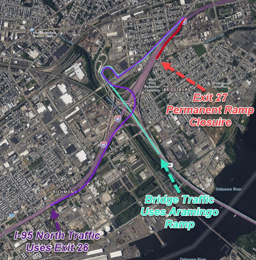 511PAPhilly's tweet photo. I-95 North Ramp to Bridge Street/Harbison Avenue (Exit 27) to Close Permanently Next Month in Northeast Philadelphia.🏗️
https://t.co/tKE9uQ3Onw

I-95 Ramp Closure Briefing: https://t.co/TcjhXBCbY2 https://t.co/24UYCbBYkI