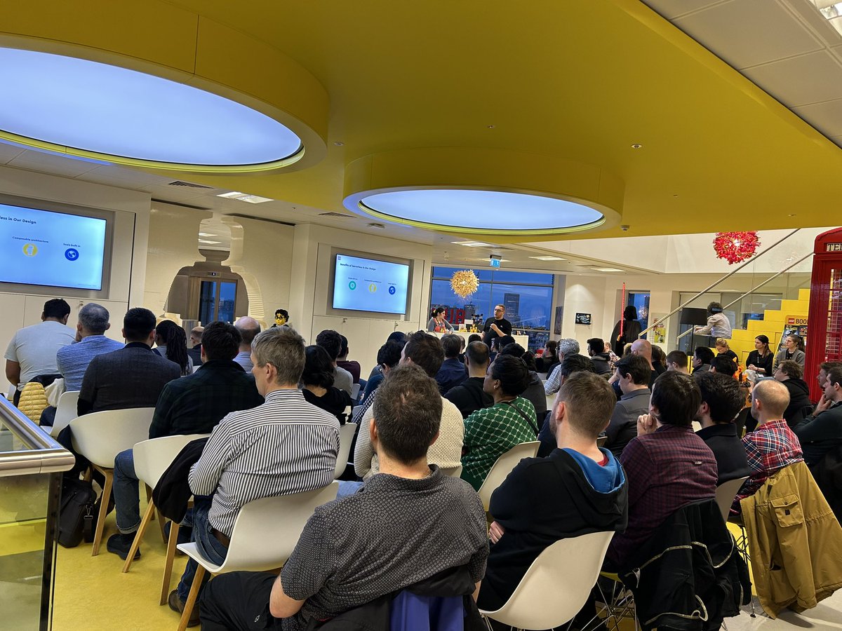 Awesome turn out for the LEGO London Hub Software Engineering meetup! 
We've got talks on #Security, #Serverless and #AWS tonight!