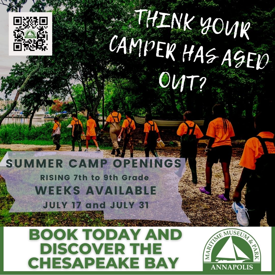 Think your CAMPER has aged out? 
Here at AMM, we offer rising 7th to 9th graders the opportunity to discover the #chesapeakebay! 

REGISTER FOR CAMP TODAY: amaritime.org/education/camp…
July 17 - July 21
July 31 - August 4

#annapolismaritimemuseum #annapolis #annapoliscamps #education