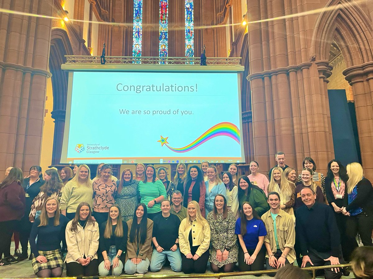 I saw this photo on one of the schools' Twitter. Some of us 4th years and our lovely lecturers earlier. Our clinic children came to celebrate all of their hard work <a href="/UniStrathclyde/">University of Strathclyde</a>.