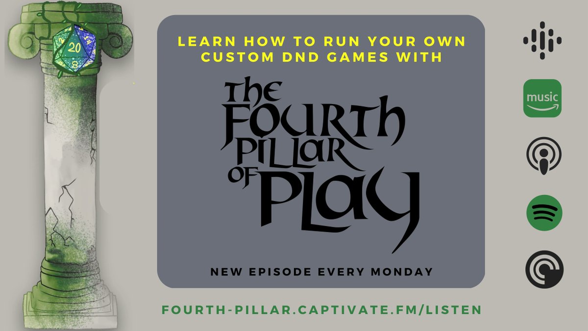 If you're excited about #DnDHonorAmongThieves coming out March 31st and want to know how to run a custom #DnD game, check out the podcast <a href="/4PillarPlay/">Fourth Pillar of Play Podcast</a>, new episodes every Monday!

Listen here: buff.ly/3tLZWrX 
Free resources here: buff.ly/42Gy7S2