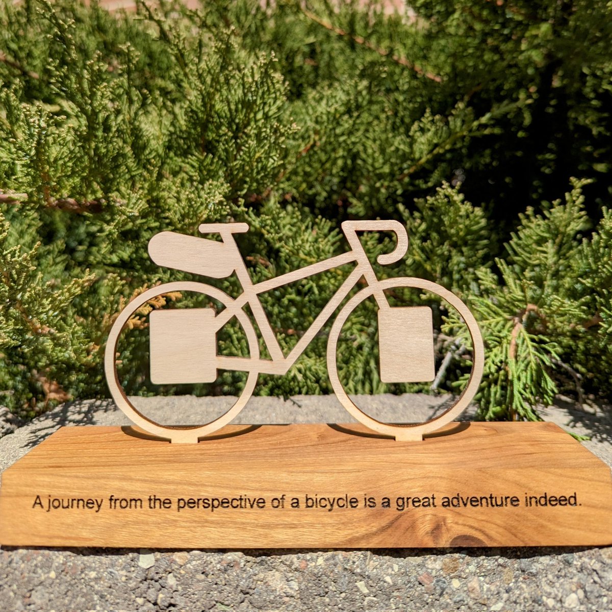 CCLDMakerspace's tweet image. After his cross-country bicycle ride from Coney Island to Santa Monica, John Goldman made these laser cut birch bicycles on cherry wood bases as gifts for people who hosted him along the way. #lasercut #laserengraved #ccldmakerspace