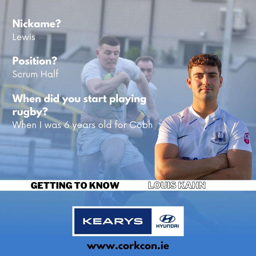 CorkConRugbyFC's tweet image. 𝐆𝐄𝐓𝐓𝐈𝐍𝐆 𝐓𝐎 𝐊𝐍𝐎𝐖... 𝐋𝐎𝐔𝐈𝐒 𝐊𝐀𝐇𝐍 👋🏻
This week we get to learn more about Louis Kahn! 
Swipe ➡️ to learn more about the Scrum Half.  
#GettingToKnow #CorkCon #PositiveEnergy #IrishRugby #Rugby