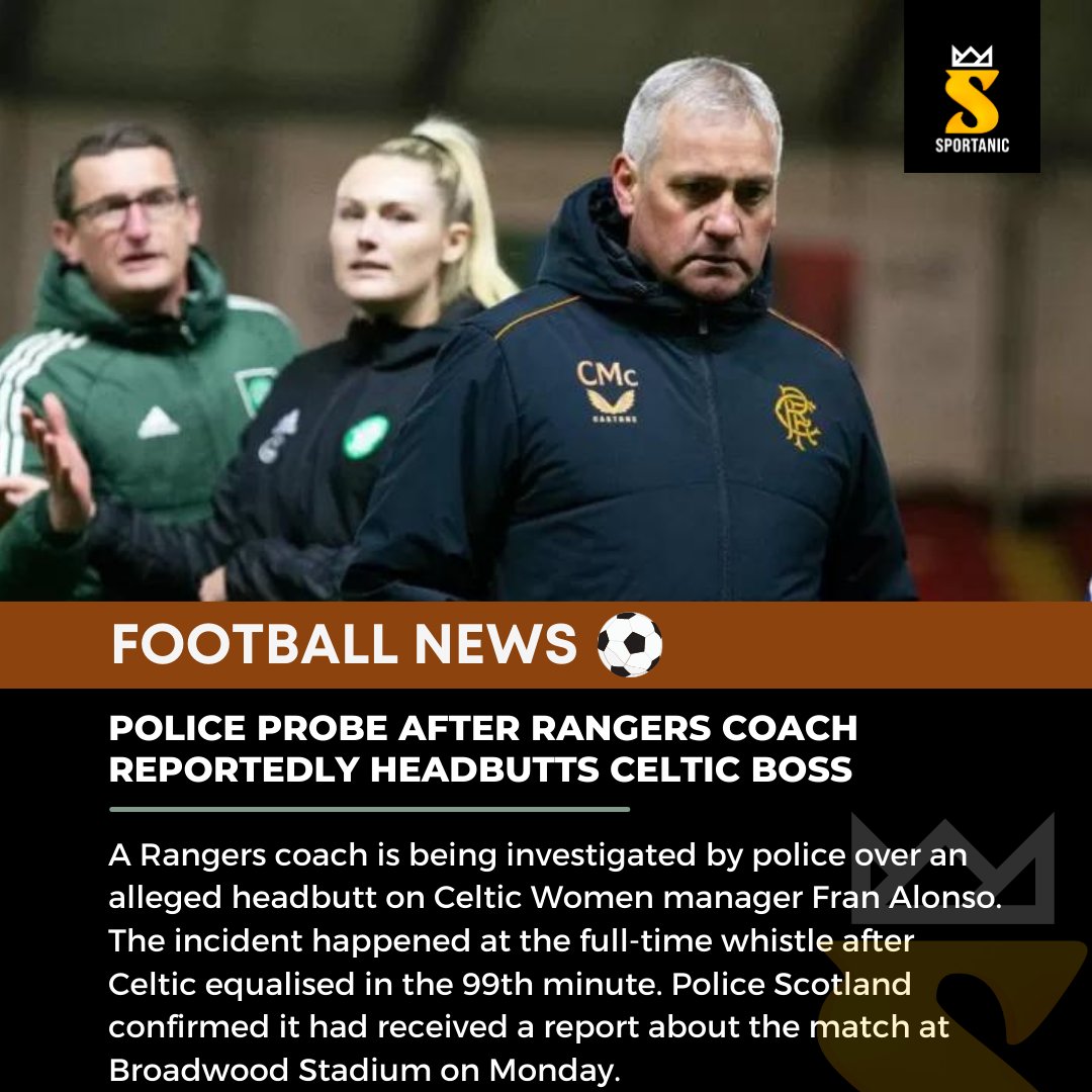 TheSportanic's tweet photo. Rangers Coach in deep waters after an intimidating headbutt incident with Celtic manager, Alonso.

#Sportanic • #SportsRedefined • #Football • #Celtic • #Rangers • #FranAlonso https://t.co/1viykkwEEa