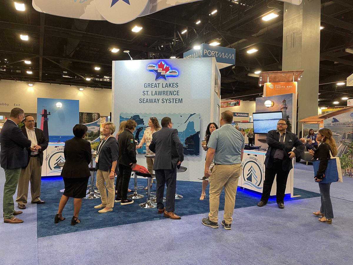 hwyh2o's tweet photo. It’s @SeatradeCruise this week in Ft. Lauderdale, Fla.

The Great Lakes Cruise Coalition &amp; members of the GLS @SeawayUSDOT are showcasing the best of cruise destinations 1/2
#highwayh2o #cruiselines #cruiseships #seaway #stlawrenceseaway #cruisetraffic #portsofcall #seatrade https://t.co/vYLU0rdV9W