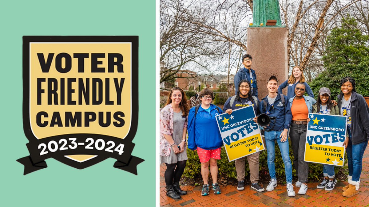 Gen Z has been breaking records at the polls! We are working hard to harness that energy <a href="/UNCG/">UNCG</a>, and are proud to announce that we have been designated once-again as a #VoterFriendlyCampus! <a href="/VFCampus/">VFC Designation</a> <a href="/CampusVote/">Campus Vote Project</a> <a href="/NASPAtweets/">NASPA</a> @UNCG_SA voterfriendlycampus.org