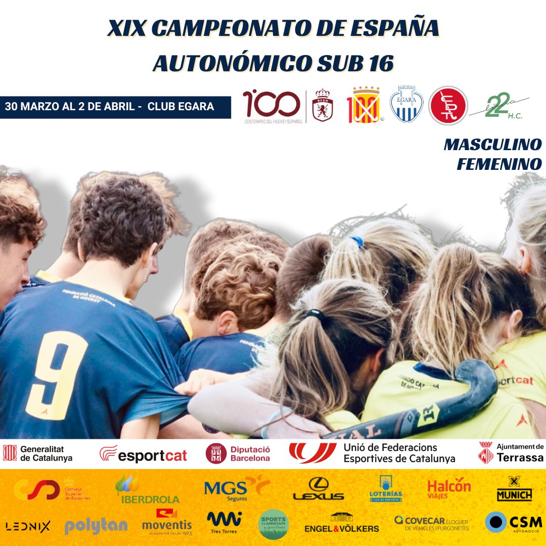 fcdehockey's tweet photo. Ja tenim aquí el Campionat d'Espanya Autonòmic Sub-16 Masculí i Femení.

La dinovena edició tindrà lloc a la ciutat de Terrassa, concretament al Club Egara, I hi participaran 20 equips! https://t.co/Cfz9PZSk98