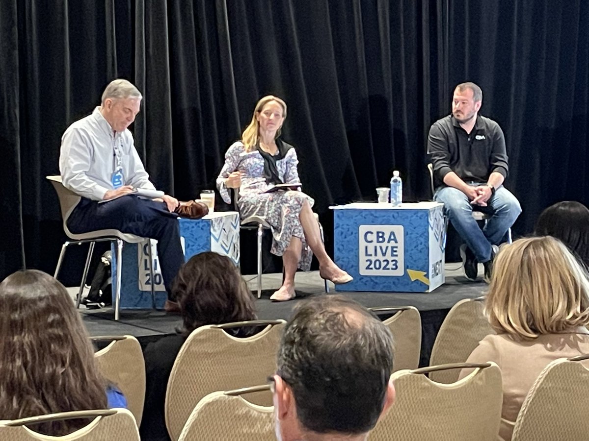 AngieBerkey's tweet photo. At #CBALIVE with @WesBanco’s Aaron Rykowski MC’ing our panel on @CFPB UDAAP/Enforcement with regulatory complaince gurus @Paul_Hastings’s Allyson Baker and @CovingtonLLP’s Eric Mogilnicki. https://t.co/IDeunAZD36