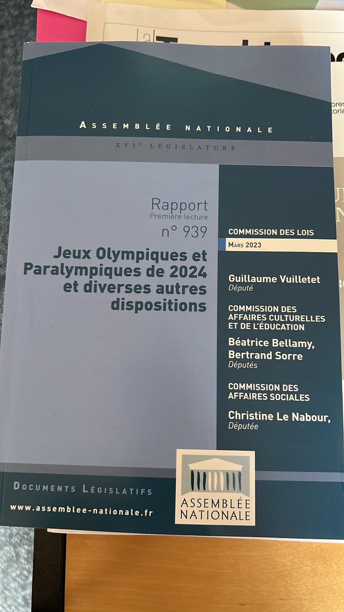 BeaBellamy85's tweet photo. L’Assemblée est au travail ! Je me réjouis de l’adoption du projet de loi JO2024 à une large majorité. J’ai eu l’honneur d’être la rapporteure de ce texte. C’est une nouvelle marche vers les Jeux Olympiques et Paralympiques. @AssembleeNat @Horizons_AN @Sports_gouv @Paris2024 https://t.co/MEKWmClrDU